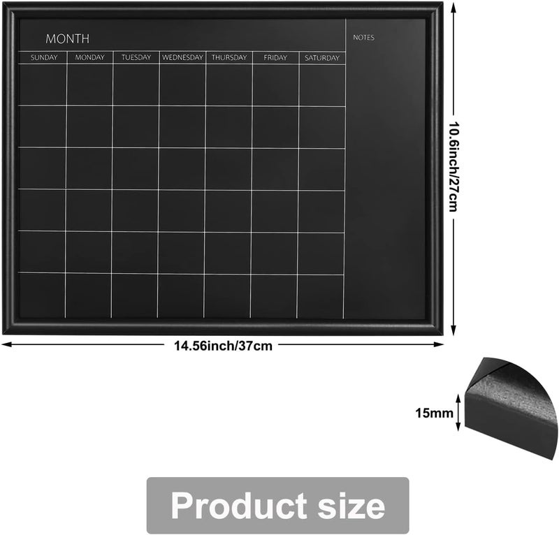 TORASO Calendar Chalkboard,Small Magnetic Surface Black Wood Frame Chalk Board for Planning,10.6 x 14.6 inches,School Timetable Memo, Hanging Board for Office, School and Home(YLHB-BK-2737) - Image 2